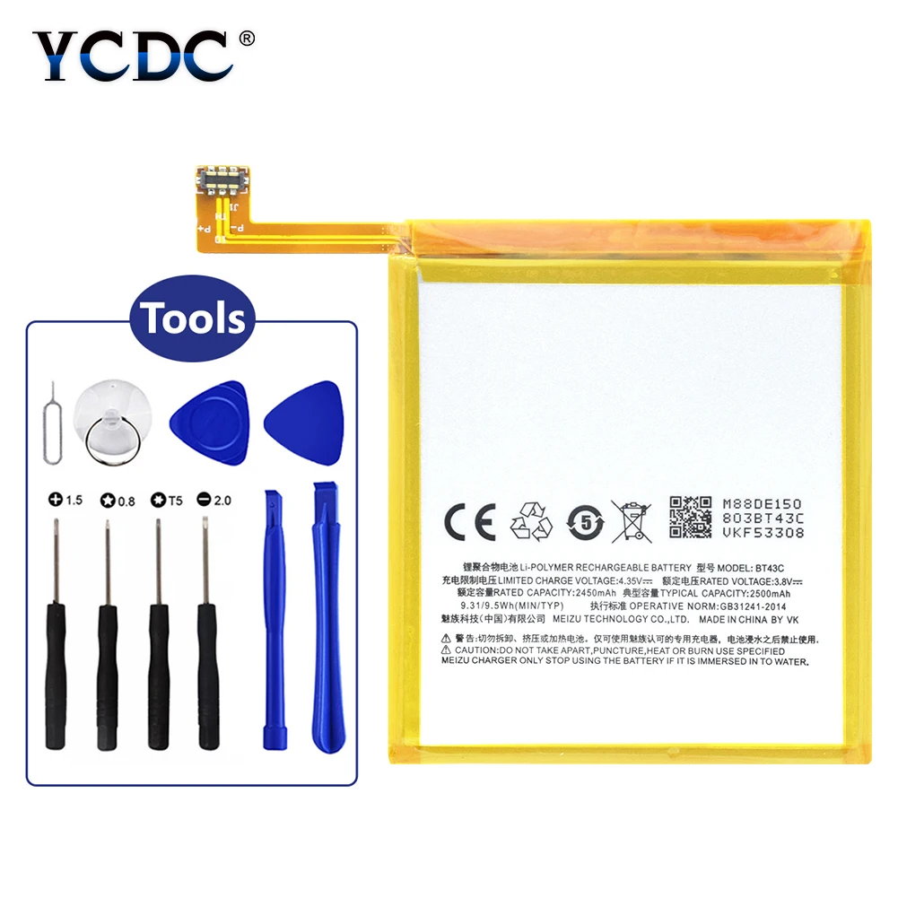 BT43C 2500mAh Li-ion Lithium Batteries With Row Line + 10 In 1 Repiar Kits Set For Meizu M2 Mini 3.8V Volt Phone Battery Replace
BT43C 2500mAh Li-ion Lithium Batteries With Row Line + 10 In 1 Repiar Kits Set For Meizu M2 Mini 3.8V Volt Phone Battery Replace