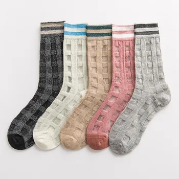 Fashion Glass Silk Plaid Socks Tulle Transparent Socks Women Thin Stripe Socks Anklet Happy Sock Female Summer Korean Style
Fashion Glass Silk Plaid Socks Tulle Transparent Socks Women Thin Stripe Socks Anklet Happy Sock Female Summer Korean Style