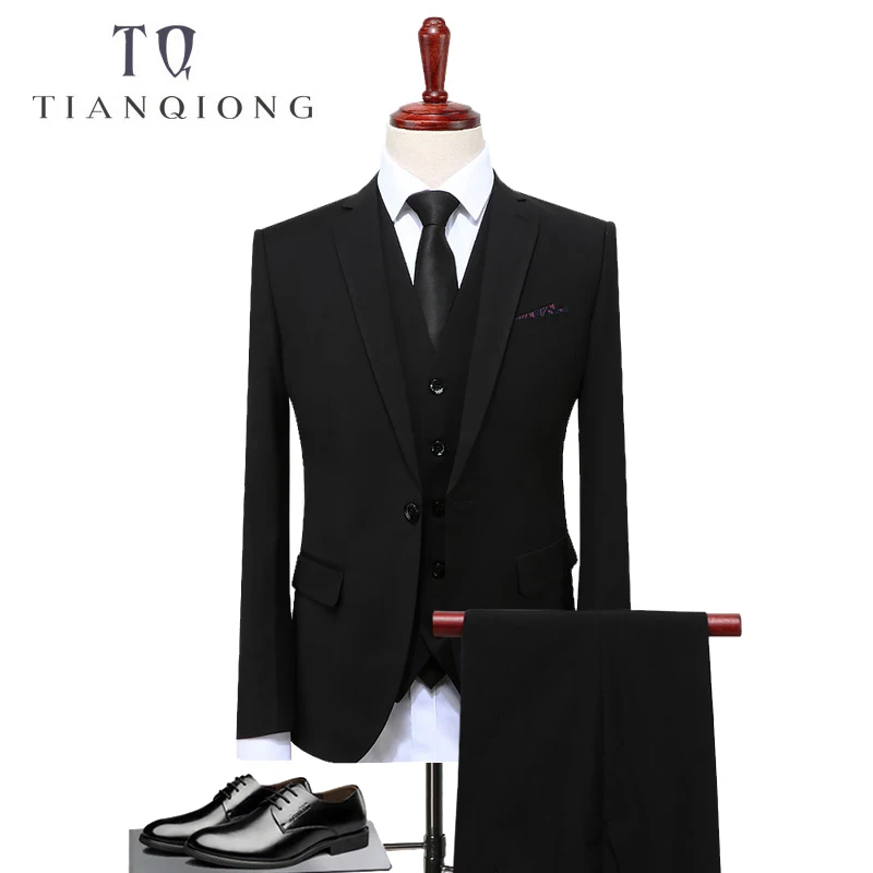 

TIAN QIONG Groom Suit Wedding Suits For Men 2018 Mens Solid Suit Black Wedding Tuxedos For Men Casual Tuxedo Suit Male S-4XL