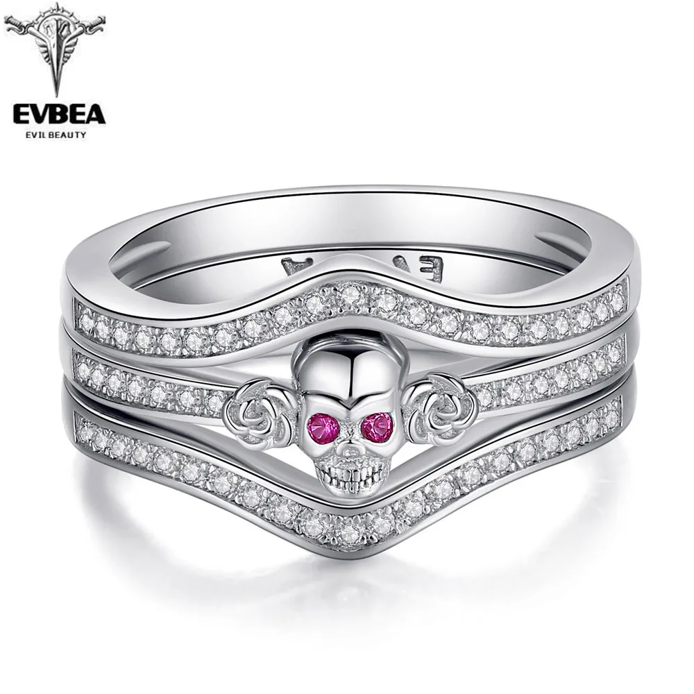 EVBEA 3PC Stackable Fancy Round Cut Sterling Silver Skull Finger Ring For Women Punk Rock Biker Rings Vintage Gothic Style
EVBEA 3PC Stackable Fancy Round Cut Sterling Silver Skull Finger Ring For Women Punk Rock Biker Rings Vintage Gothic Style