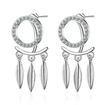 New Sweet Fashion Exquisite Dream Catcher 925 Sterling Silver Jewelry Round Feather Crystal Temperament Earrings SE662
New Sweet Fashion Exquisite Dream Catcher 925 Sterling Silver Jewelry Round Feather Crystal Temperament Earrings SE662