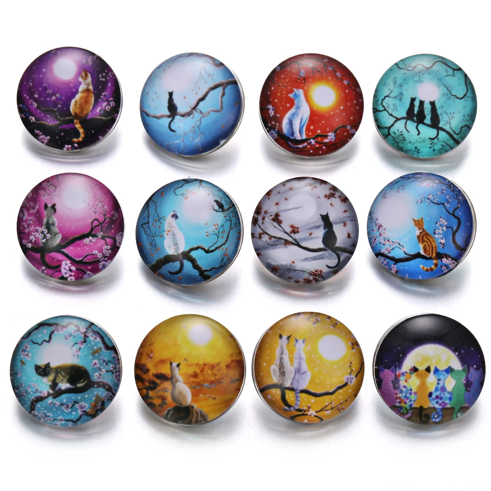10pcs/Lot New Snap Jewelry Vintage Cat Pattern Glass Charm 18mm Snap Button Jewelry for 18mm Snaps Bracelet
10pcs/Lot New Snap Jewelry Vintage Cat Pattern Glass Charm 18mm Snap Button Jewelry for 18mm Snaps Bracelet
