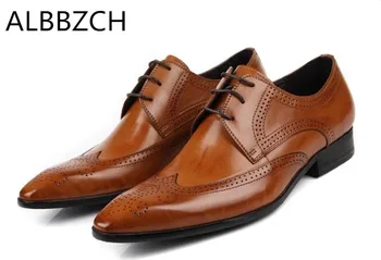 New men genuine leather dress shoes mens derby wedding shoes pointed toe lace up black brown red high quality offcie work shoes
New men genuine leather dress shoes mens derby wedding shoes pointed toe lace up black brown red high quality offcie work shoes