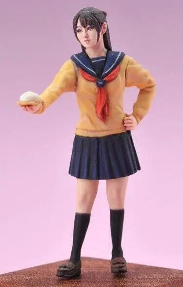 1/35 Resin Figures Japanese High School Girl Student With Bun 1pc Model Kit