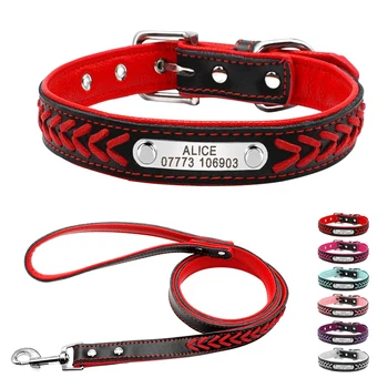 Personalized Leather Dog Collar and Leash Set Inner Padded Customized Engraved ID Dog Cat Collar Braided Rope Free Engraving
Personalized Leather Dog Collar and Leash Set Inner Padded Customized Engraved ID Dog Cat Collar Braided Rope Free Engraving