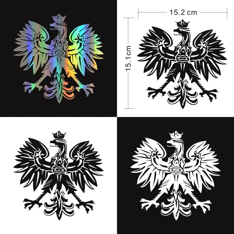 Anycuros Polish Eagle Poland Symbol Fashion Car Stickers Animal Pattern Car Styling Decal BlackSilverLaser 15.215 (2)
