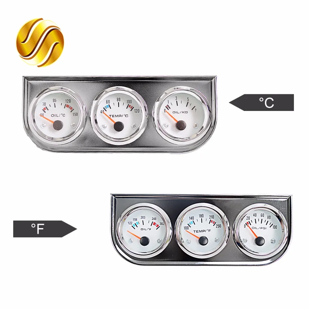 Dragon Gauge 2" 52mm Triple Car Gauge Chrome Bezel Oil Temperature / Water Temp / Oil Press Celsius / Fahrenheit 3-In-1 Kit
Dragon Gauge 2" 52mm Triple Car Gauge Chrome Bezel Oil Temperature / Water Temp / Oil Press Celsius / Fahrenheit 3-In-1 Kit