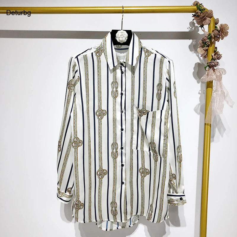 Womens Fashion Chain Print Shirts Ladies Casual Long Sleeve One Pocket Striped Asymmetrical Blouse Tops 2019 Spring Blusas Br561
Womens Fashion Chain Print Shirts Ladies Casual Long Sleeve One Pocket Striped Asymmetrical Blouse Tops 2019 Spring Blusas Br561