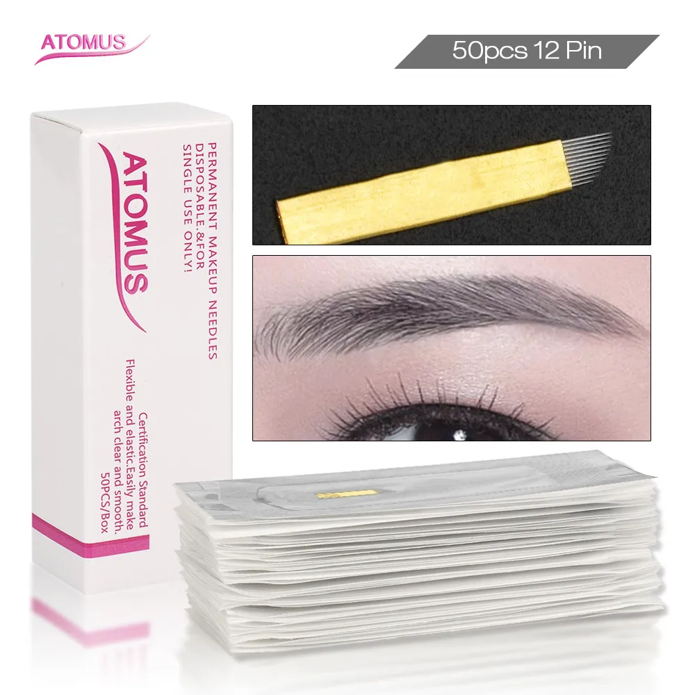 50pcs PCD 12 Pin Permanent Makeup Eyebrow Tatoo Microblading Needles For 3D Embroidery Manual Tattoo Pen Ma Shading Blade
50pcs PCD 12 Pin Permanent Makeup Eyebrow Tatoo Microblading Needles For 3D Embroidery Manual Tattoo Pen Ma Shading Blade