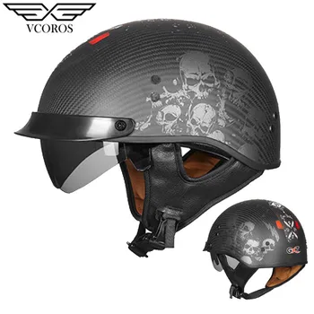Vcoros Open Fcae Half Carbon Fiber Motocycle Helmet With Detachable Peak And Inner lens capacete de motocicleta Man casque moto
Vcoros Open Fcae Half Carbon Fiber Motocycle Helmet With Detachable Peak And Inner lens capacete de motocicleta Man casque moto