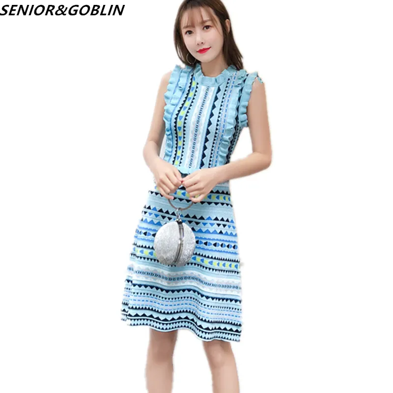 2019 Summer Elegant Pink Luxury Runway Brand Designer Knitting Dress Women Slim Striped Sleeveless Ruffled Knitwear Dress
2019 Summer Elegant Pink Luxury Runway Brand Designer Knitting Dress Women Slim Striped Sleeveless Ruffled Knitwear Dress