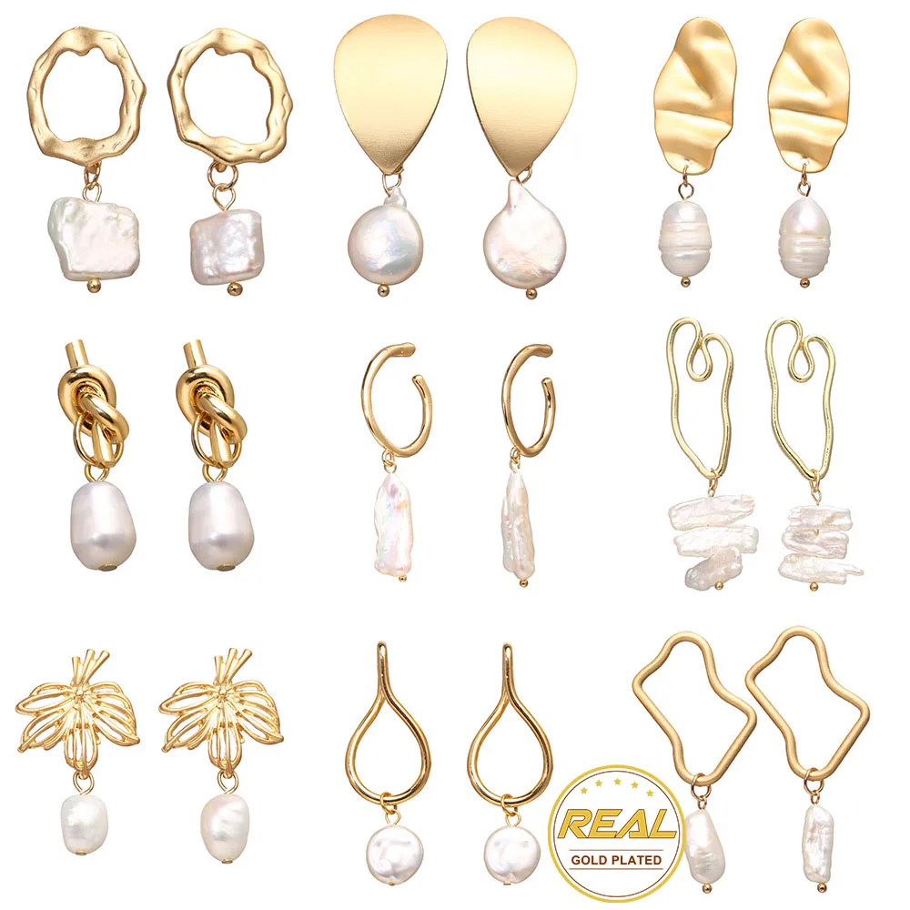 Gold Plated Earring Women Girl Retro Stud Earrings White Wedding Party Gift