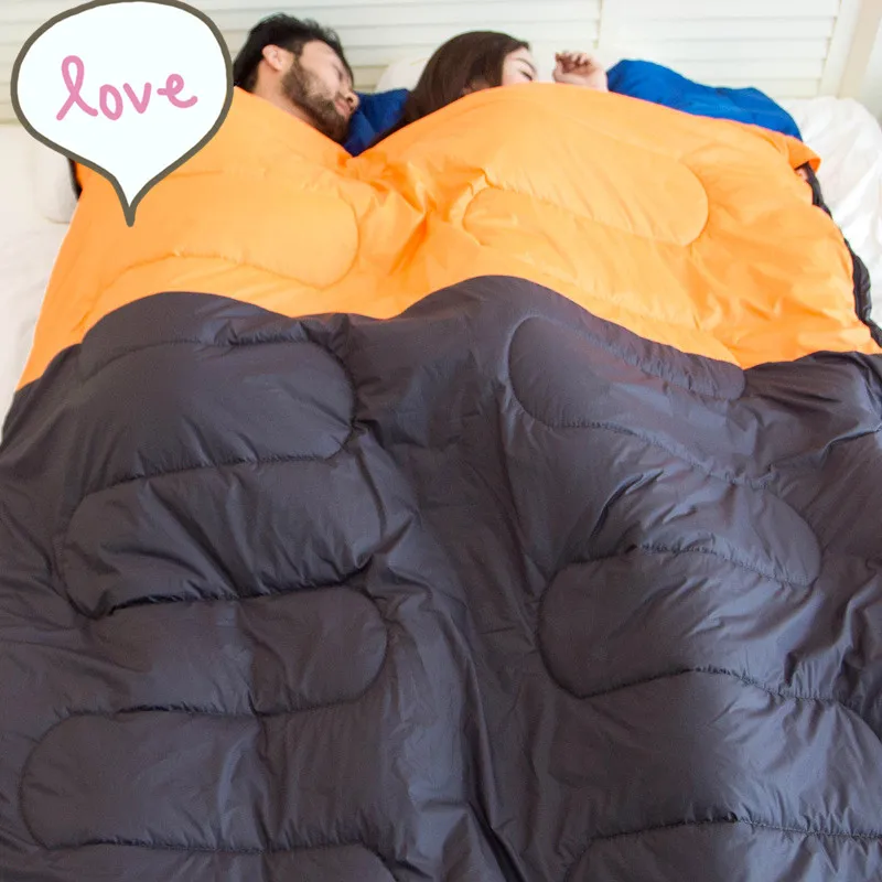 Outdoor Double Sleeping Bag 2.15m1.45m Envelope Spring and Autumn Camping Hiking Portable Sleeping Bag with Pillow (3)