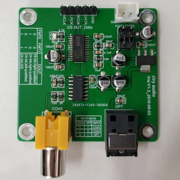 New Assembly DIR9001 DAC HiFi Fiber Coax Receiver Board 24Bit --- 96kHz Sampling Rate Onboard Reverse Snubber Circuit
New Assembly DIR9001 DAC HiFi Fiber Coax Receiver Board 24Bit --- 96kHz Sampling Rate Onboard Reverse Snubber Circuit