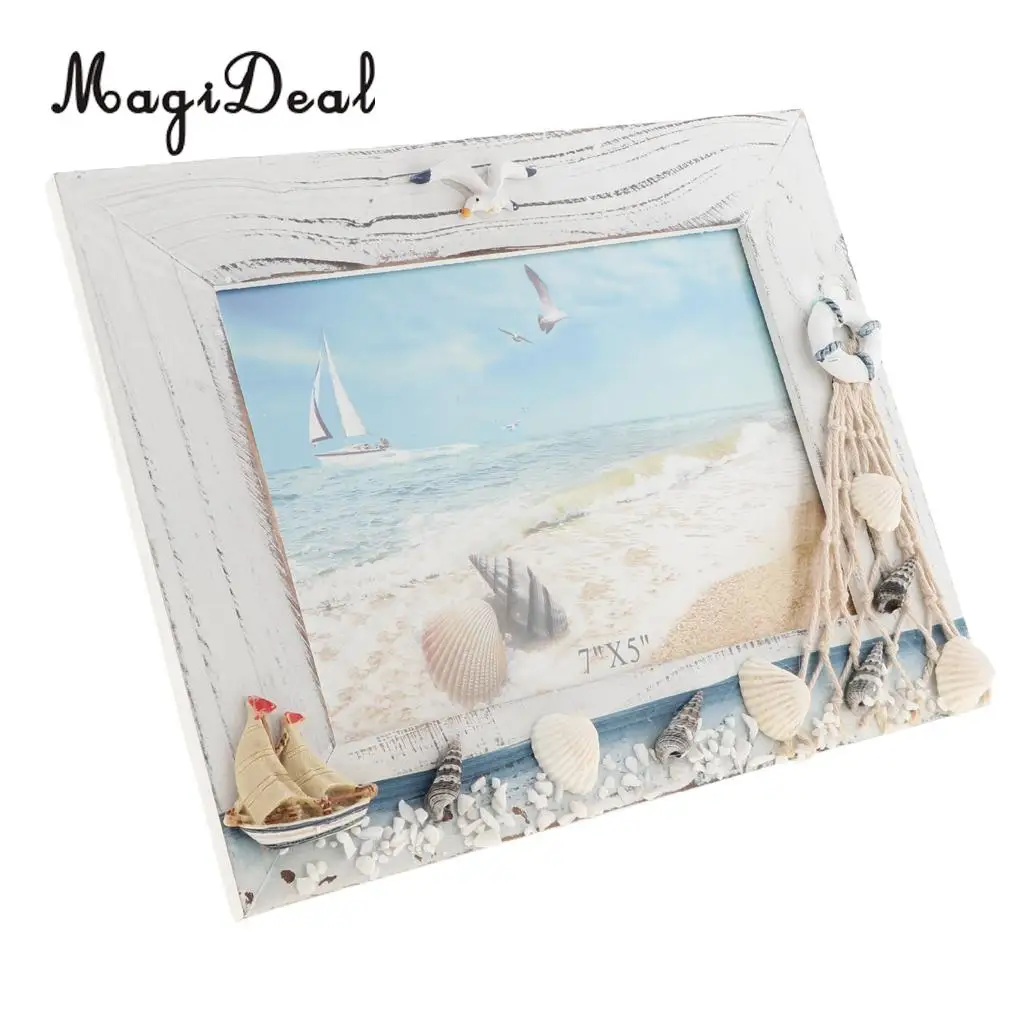 Chic Wooden Photo Picture Frame Family Wedding Photo Holder for Home Wedding Beach Hut Cottage Decoration