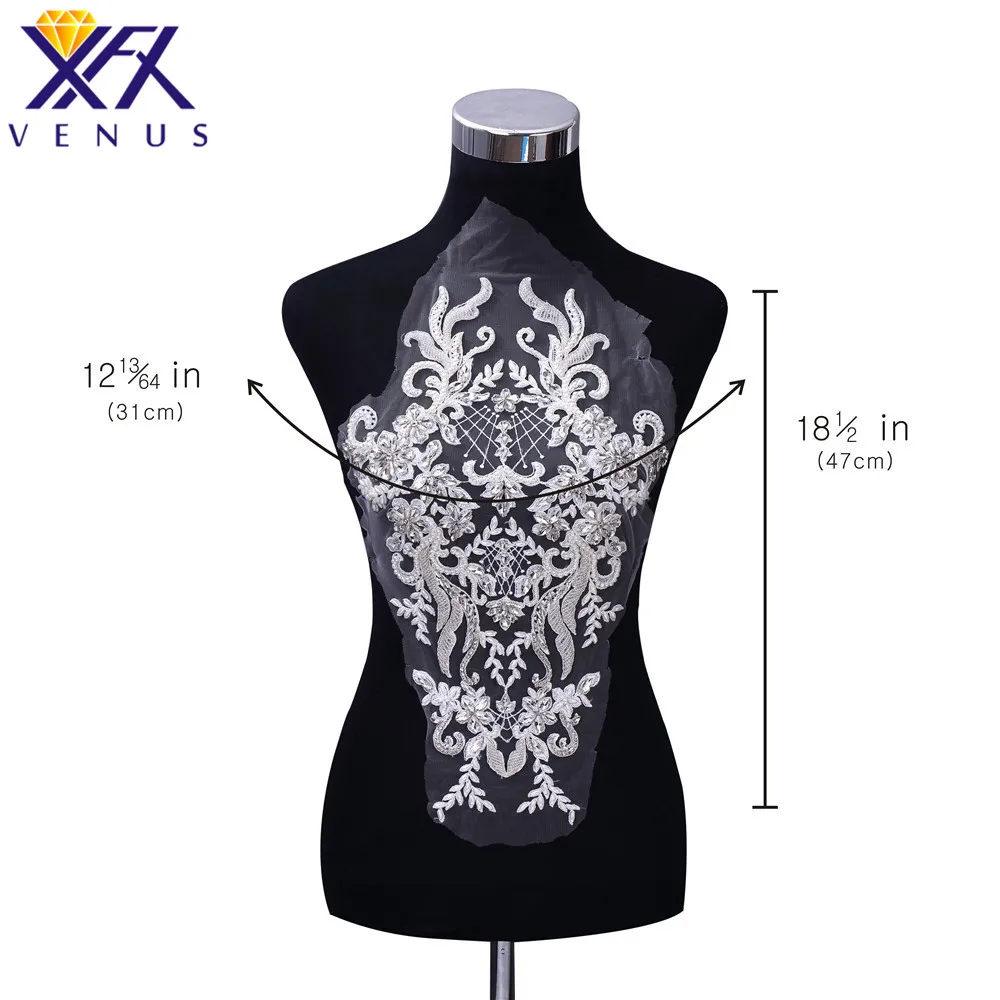 

XFX VENUS 5 PIECE Handmade Bridal Bodice Applique Crystal Beads Patch Rhinestone Appliques Embroidery Sequin Patches For Dress