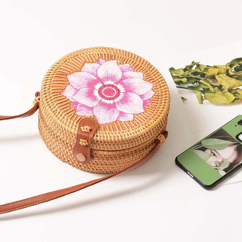 Round Women Rattan Bag Handmade Petal Rattan Shoulder Beach Bag Crossbody Bag Sunflower, Flower Style
Round Women Rattan Bag Handmade Petal Rattan Shoulder Beach Bag Crossbody Bag Sunflower, Flower Style