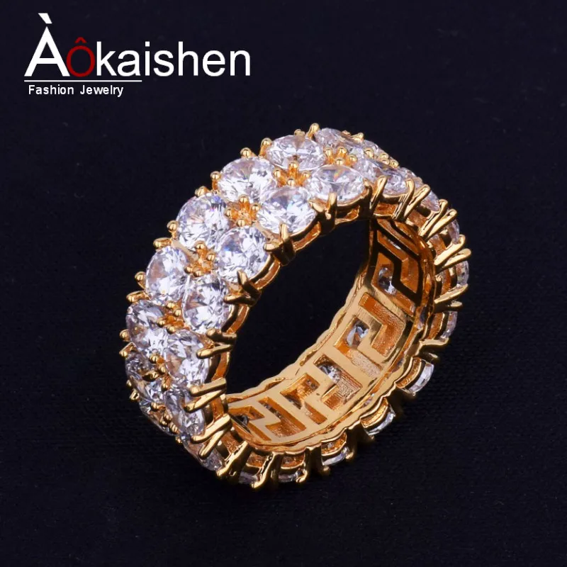 Two Row Solitaire Men's Ring Copper Charm Gold Silver Color Cubic Zircon Iced Out RING Fashion Hip Hop Jewelry
Two Row Solitaire Men's Ring Copper Charm Gold Silver Color Cubic Zircon Iced Out RING Fashion Hip Hop Jewelry