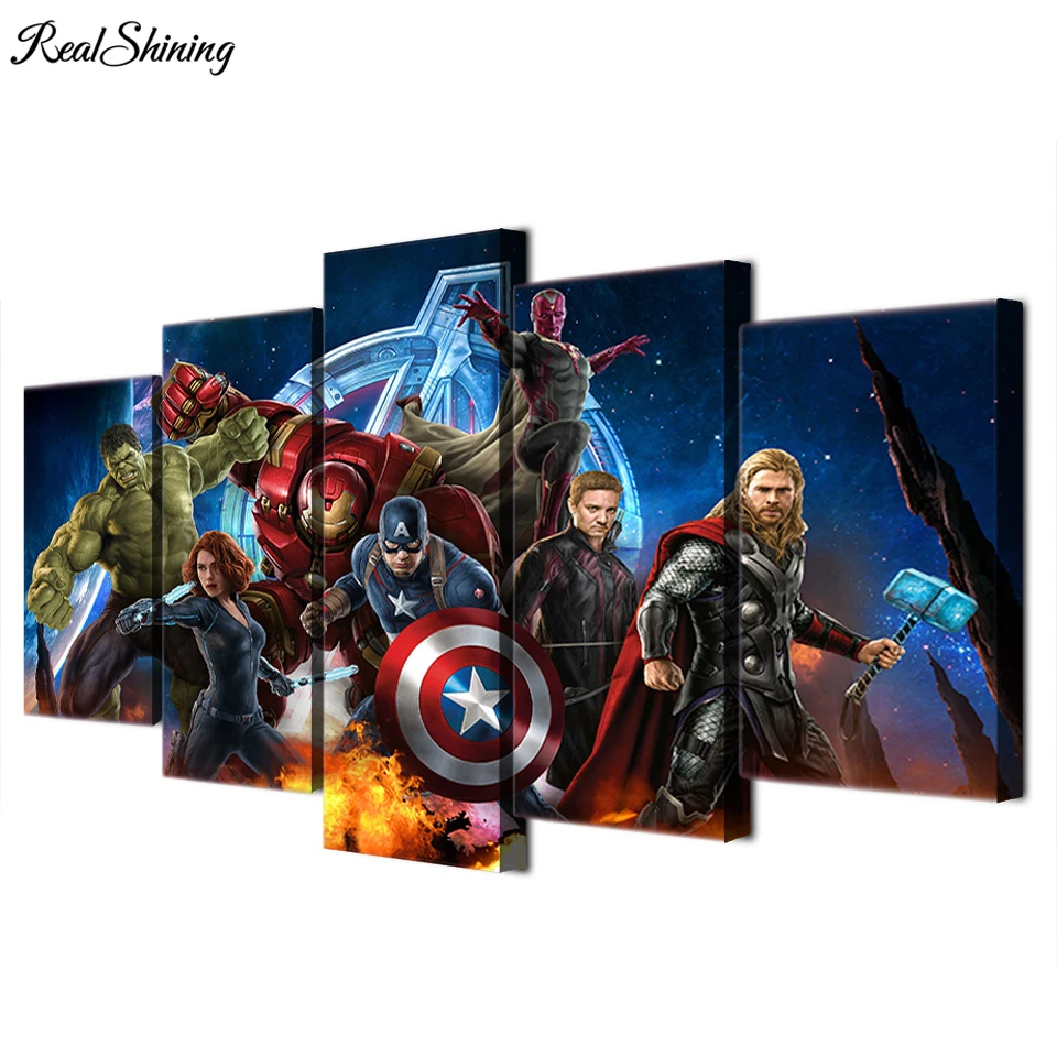 REALSHINING Avengers 5Pcs Full Square Needlework Diamond Embroidery 5D DIY Diamond Painting Cross Stitch Mosaic Decorative DM551
REALSHINING Avengers 5Pcs Full Square Needlework Diamond Embroidery 5D DIY Diamond Painting Cross Stitch Mosaic Decorative DM551