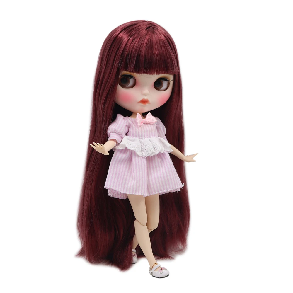 Ледяной DBS Blyth кукольные 1/6 bjd 30 см шарнирное тело с красными волосами и матовая