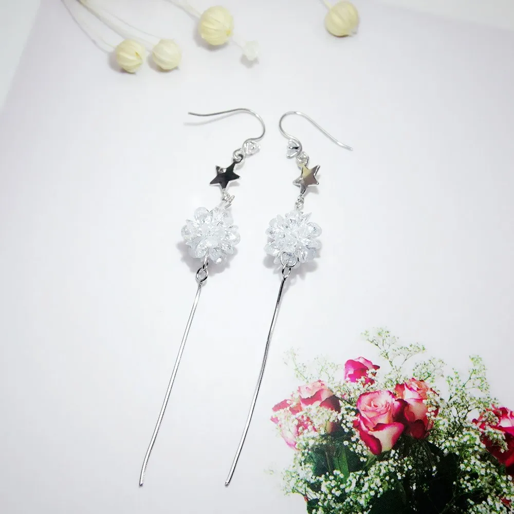 Pure 925 Sterling Silver Korean Ice Flower Drop Earring Women Girls Elegant Star Zircon Long Tassel Earrings Fashion Jewelry
Pure 925 Sterling Silver Korean Ice Flower Drop Earring Women Girls Elegant Star Zircon Long Tassel Earrings Fashion Jewelry