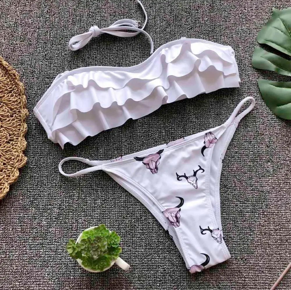 New Ruffle 2018 Bikini Sexy Bandeau Swimwear Women Low Waist Bathing Suit Printed Animal Biquinis maillot de bain femme Tankini
New Ruffle 2018 Bikini Sexy Bandeau Swimwear Women Low Waist Bathing Suit Printed Animal Biquinis maillot de bain femme Tankini