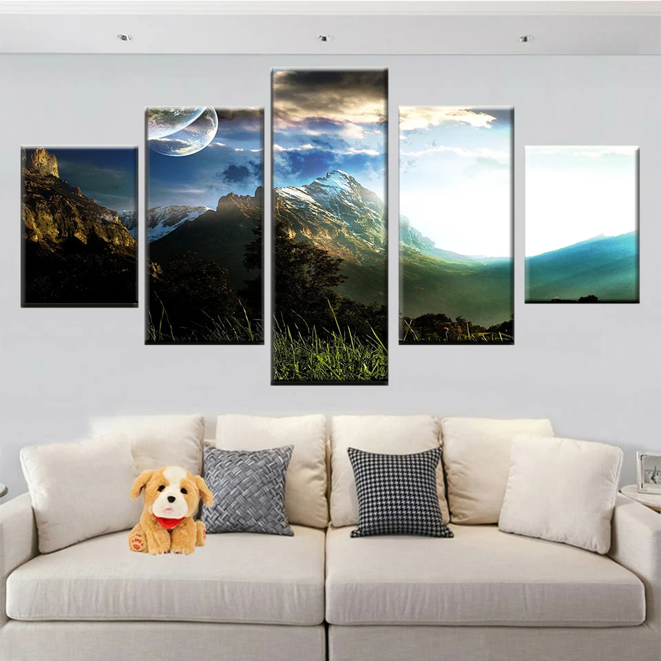 HD Print Modular Living Room Decorating Wall Art 5 Piece Mountain Moon Planet Landscape Abstract Canvas Picture Painting Poster
HD Print Modular Living Room Decorating Wall Art 5 Piece Mountain Moon Planet Landscape Abstract Canvas Picture Painting Poster