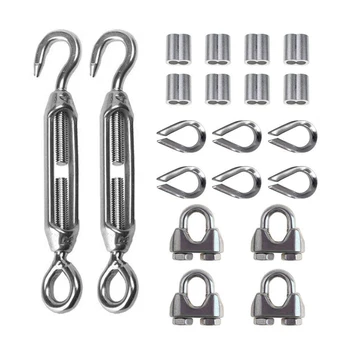 304 Stainless Steel & Aluminum Turnbuckle Thimble Wire Clip Crimpling Sleeve Heavy Duty Hardware Kit
304 Stainless Steel & Aluminum Turnbuckle Thimble Wire Clip Crimpling Sleeve Heavy Duty Hardware Kit