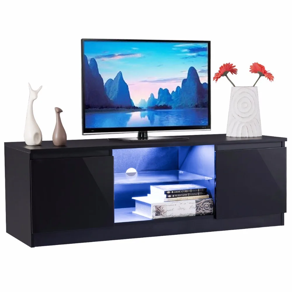 High Gloss Tv Stand Unit Cabinet Media Console Furniture With Led