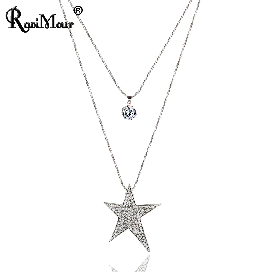 RAVIMOUR Long Women Necklaces & Pendants Fashion Big Star Design Maxi Choker Silver Color Chain Paved Rhinestone Female Jewelry
RAVIMOUR Long Women Necklaces & Pendants Fashion Big Star Design Maxi Choker Silver Color Chain Paved Rhinestone Female Jewelry