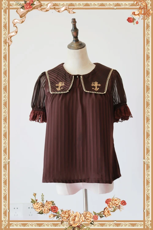 2018 New Summer Short Sheer Sleeve Chiffon Blouse Cross Embroidered Lolita Blouse by Infanta
2018 New Summer Short Sheer Sleeve Chiffon Blouse Cross Embroidered Lolita Blouse by Infanta