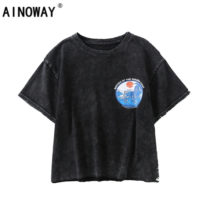 Vintage fashion Women harajuku old washed o-neck T-shirt Fashion Crop Top print Cotton Tops nice short sleeve T-Shirt
Vintage fashion Women harajuku old washed o-neck T-shirt Fashion Crop Top print Cotton Tops nice short sleeve T-Shirt