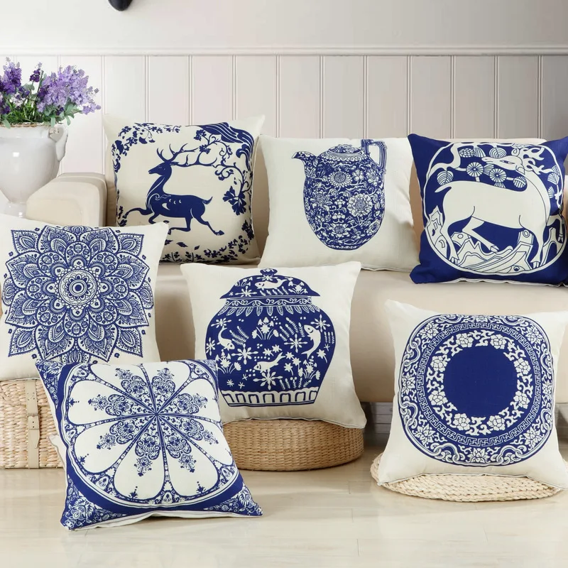 Classic Vintage Blue And White Porcelain Style Cushion Cover Slub Linen Pillows Decorative Throw Pillowcase Home Use Pillows
Classic Vintage Blue And White Porcelain Style Cushion Cover Slub Linen Pillows Decorative Throw Pillowcase Home Use Pillows
