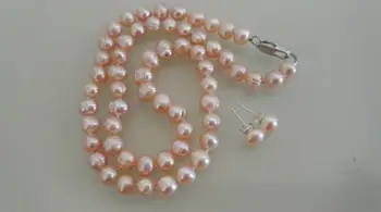 Charming Natural Pearl Jewellery Set Pink Color 7-8mm Real Freshwater Pearl Necklace Earrings New Free Shipping
Charming Natural Pearl Jewellery Set Pink Color 7-8mm Real Freshwater Pearl Necklace Earrings New Free Shipping