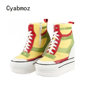 Cyabmoz Women Lace Wedge Ankle boots Woman High heels Platform Height increasing Mixed colors Ladies Party shoes Tenis feminino
Cyabmoz Women Lace Wedge Ankle boots Woman High heels Platform Height increasing Mixed colors Ladies Party shoes Tenis feminino