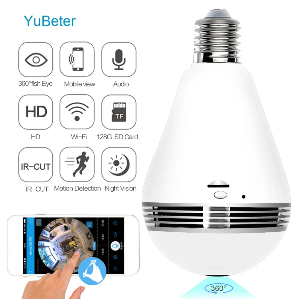 YuBeter 360 Panoramic IP Camera Wifi Camera Bulb Wireless Cameras Lamp Home Security CCTV Network Night Version Two Way Audio
YuBeter 360 Panoramic IP Camera Wifi Camera Bulb Wireless Cameras Lamp Home Security CCTV Network Night Version Two Way Audio