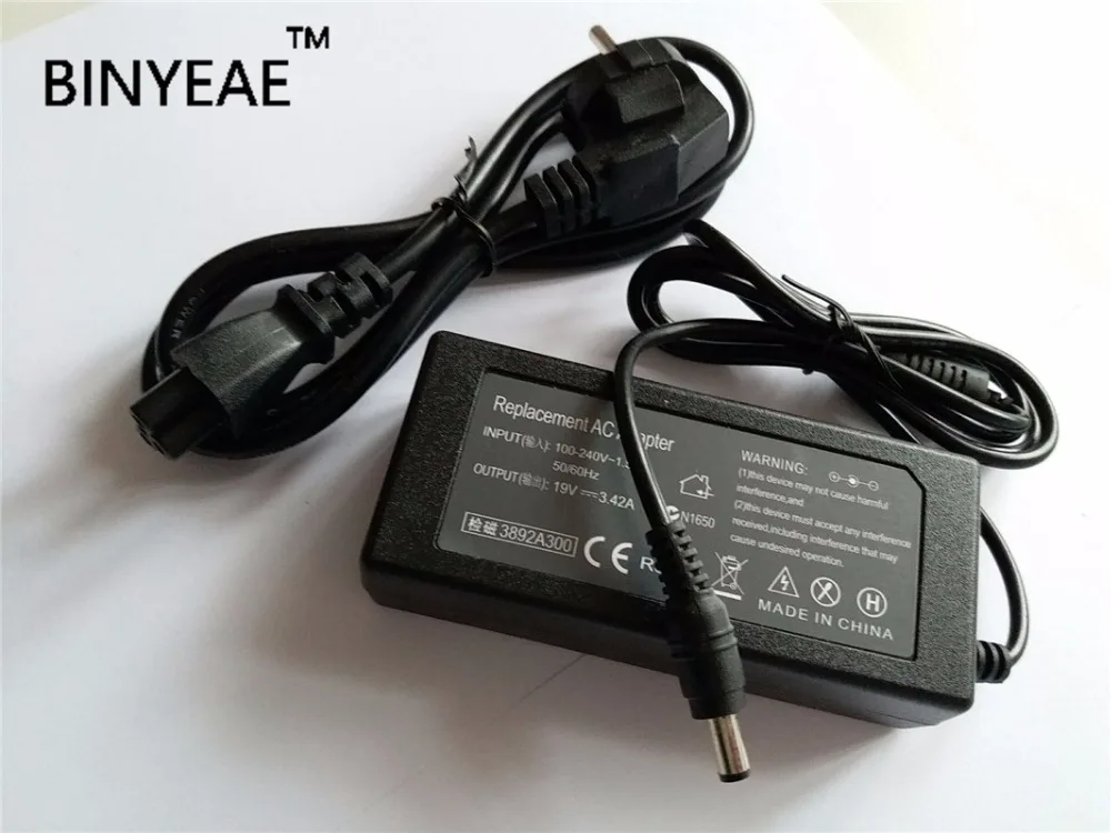 19V 3.42A 65w AC Adapter Battery Charger With Power Cord for Toshiba PA-1650-21 pa3917u-1aca PA3467U-1ACA PA3714U-1ACA
19V 3.42A 65w AC Adapter Battery Charger With Power Cord for Toshiba PA-1650-21 pa3917u-1aca PA3467U-1ACA PA3714U-1ACA