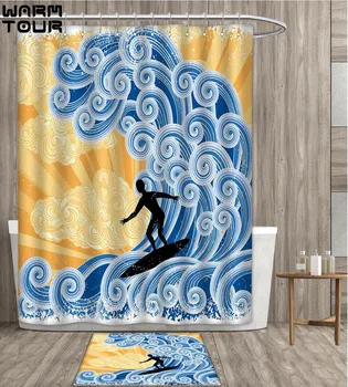 Wave Shower Curtain personality Surfer Slides on Big Stylized Wave Curly Design Water Swirls Grunge Retro Fun Bathroom
Wave Shower Curtain personality Surfer Slides on Big Stylized Wave Curly Design Water Swirls Grunge Retro Fun Bathroom