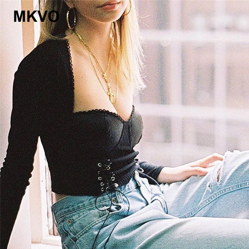 Women's Long Sleeve O-Neck Tube Lace T-Shirt Double Eyes Strap Manicure Sexy Base Knit Sweater Vintage Black Lace Crop Tops
Women's Long Sleeve O-Neck Tube Lace T-Shirt Double Eyes Strap Manicure Sexy Base Knit Sweater Vintage Black Lace Crop Tops