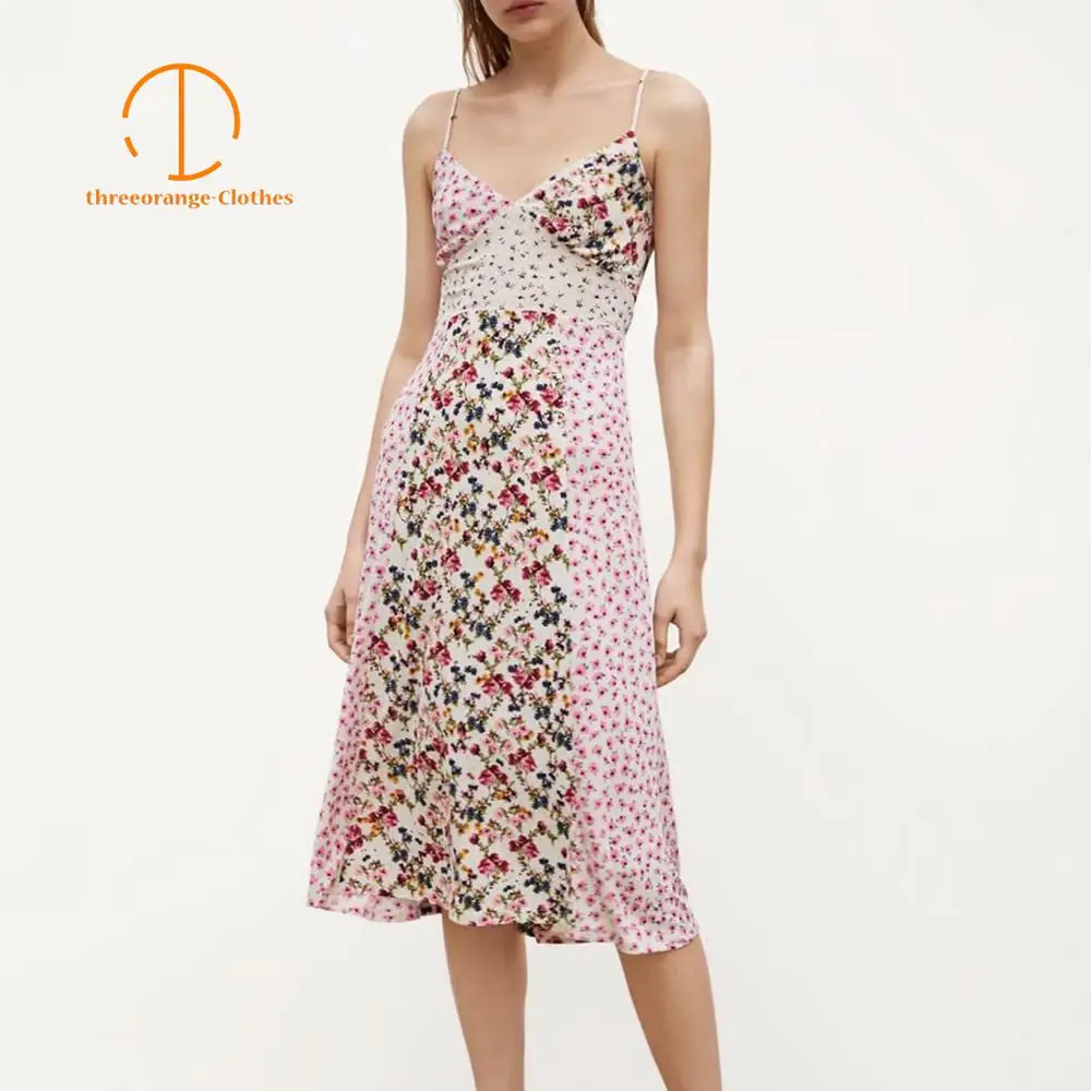 Flower pattern patchwork dress women V neck sleeveless Straps sling backless Sweet summer Fashion casual midi dresses vestisdos
Flower pattern patchwork dress women V neck sleeveless Straps sling backless Sweet summer Fashion casual midi dresses vestisdos