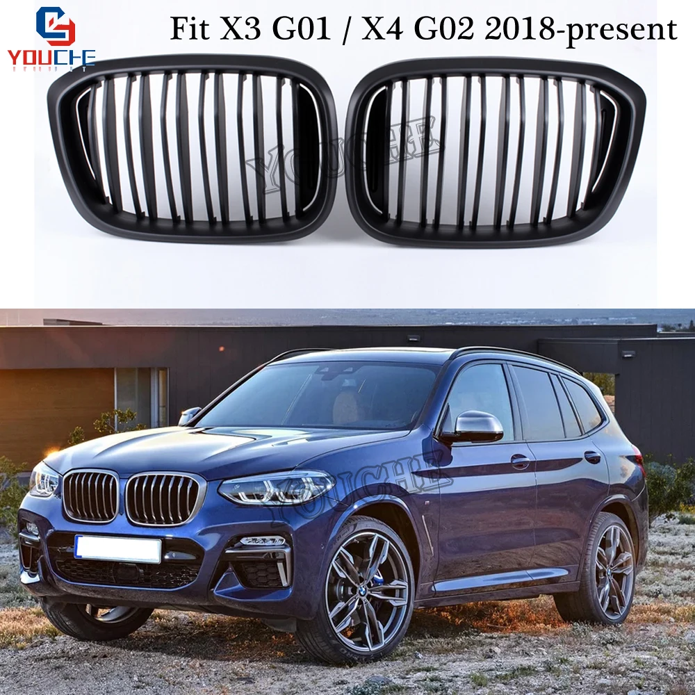Dual Slat Front kidney Grille Bumper Grills Mesh for BMW X3 G01 / X4 G02 2018 2019 5-door SUV Front hood grilles
Dual Slat Front kidney Grille Bumper Grills Mesh for BMW X3 G01 / X4 G02 2018 2019 5-door SUV Front hood grilles
