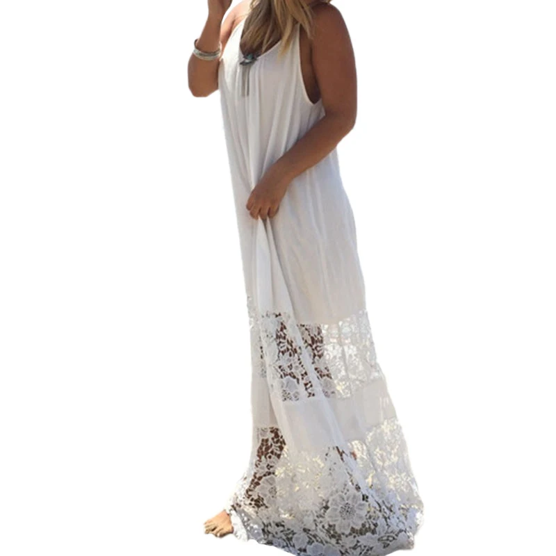 Women Big Size Summer Dress Solid Lace Splice Spaghetti Strap Sundress Female Loose Long Beach Maxi Plus Size Floor-length Dress
Women Big Size Summer Dress Solid Lace Splice Spaghetti Strap Sundress Female Loose Long Beach Maxi Plus Size Floor-length Dress