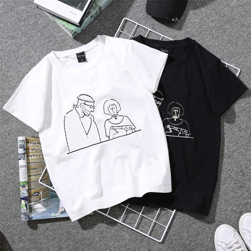YELITE Black White T-shirt Lovers Couples Clothes Tshirt Cartoon Print Summer Funny Tops Unisex T Shirt O-neck Short Sleeve
YELITE Black White T-shirt Lovers Couples Clothes Tshirt Cartoon Print Summer Funny Tops Unisex T Shirt O-neck Short Sleeve