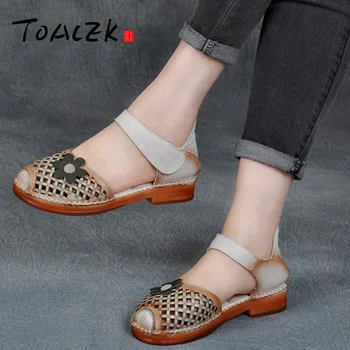 Summer Leather national wind retro sandals, hollowed flower buckle women's shoes, soft bottom Baotou low heel shoe
Summer Leather national wind retro sandals, hollowed flower buckle women's shoes, soft bottom Baotou low heel shoe