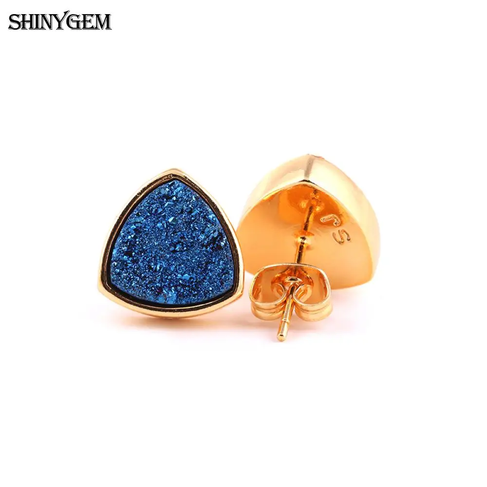 ShinyGem 10mm Triangle Druzy Women Earrings Gold Plating Natural Stone Stud Earrings Rainbow Crystal Earrings For Women 5 pairs
ShinyGem 10mm Triangle Druzy Women Earrings Gold Plating Natural Stone Stud Earrings Rainbow Crystal Earrings For Women 5 pairs