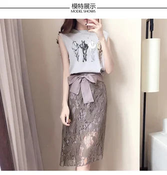 New summer dress Korean fashion women's slim temperament sleeveless t-shirt lace skirt two-piece
New summer dress Korean fashion women's slim temperament sleeveless t-shirt lace skirt two-piece