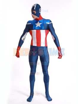 

Newest Captain America Superhero Costume halloween cosplay spandex Captain America costume hot sale fullbody zentai suit