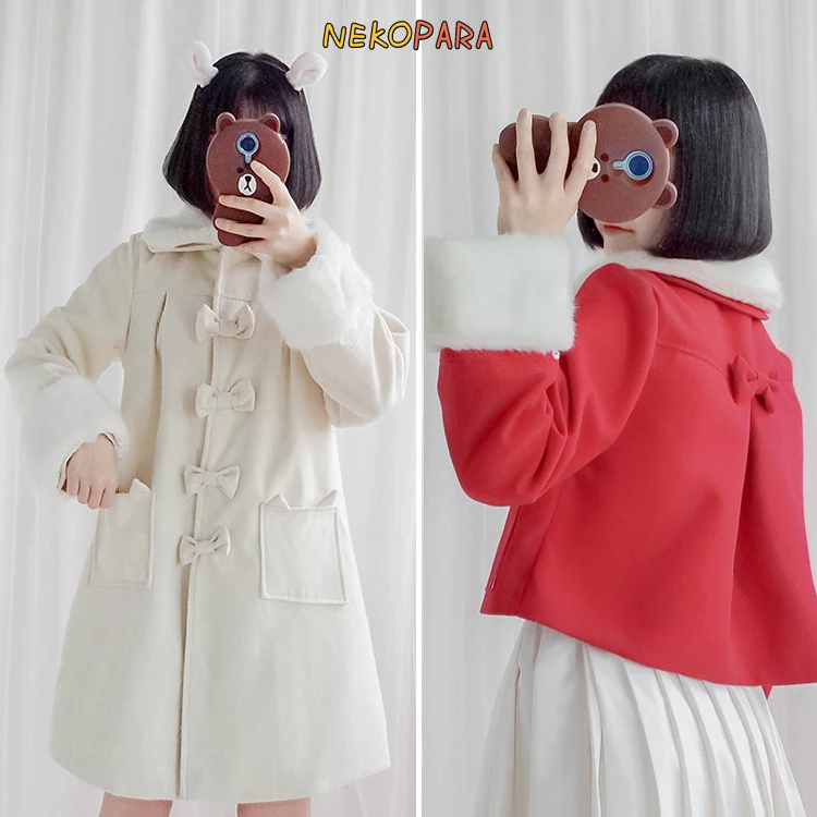 Square Cat Cute Coat Lolita Bowknot Sweet Winter Outwear Detachable Fur Collar&Cuffs Warm 2 Colors 2 Type
Square Cat Cute Coat Lolita Bowknot Sweet Winter Outwear Detachable Fur Collar&Cuffs Warm 2 Colors 2 Type