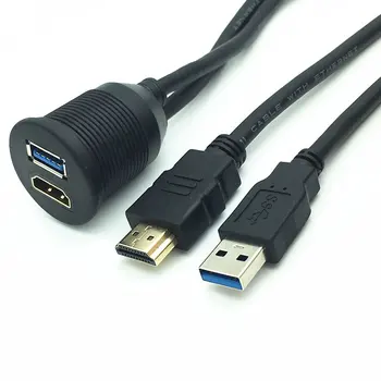 Car Boat Dash Flush Mount USB 3.0 A Male to A Female +HDMI A Male to Female Extension Cable Lead Mounting Panel 1 eters
Car Boat Dash Flush Mount USB 3.0 A Male to A Female +HDMI A Male to Female Extension Cable Lead Mounting Panel 1 eters