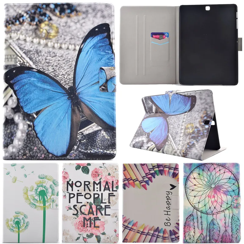 Cute Cartoon Tree Pen Butterfly Smile Stand Flip Leather font b Case b font For font